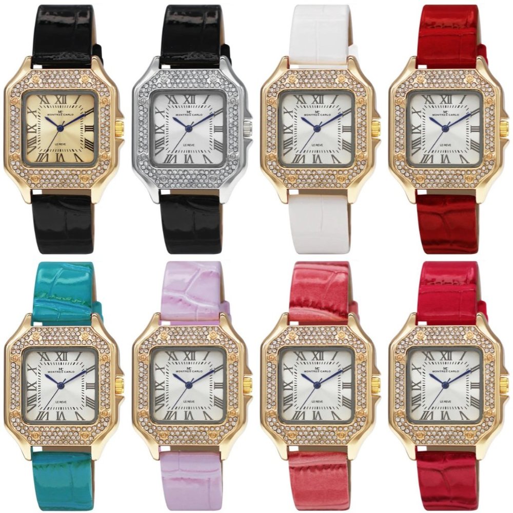 35mm Montres Carlo Women Simulate Diamond Dial Dress Fashion Luxury Wrist Watch